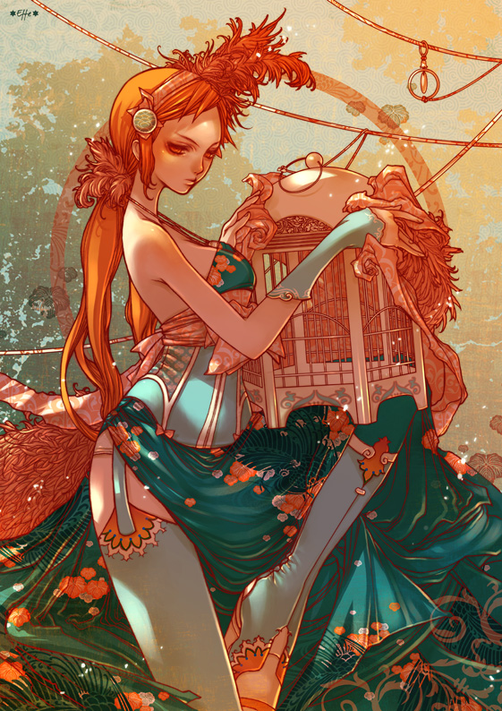 0effe0, birdcage, cage, dress, effe, feathers, garter_belt, hail