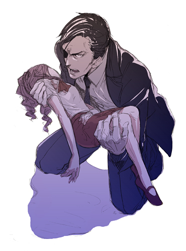 eyepatch, father_and_daughter, formal, kirijou_mitsuru, kirijou_takeharu, lowres, persona, persona_3
