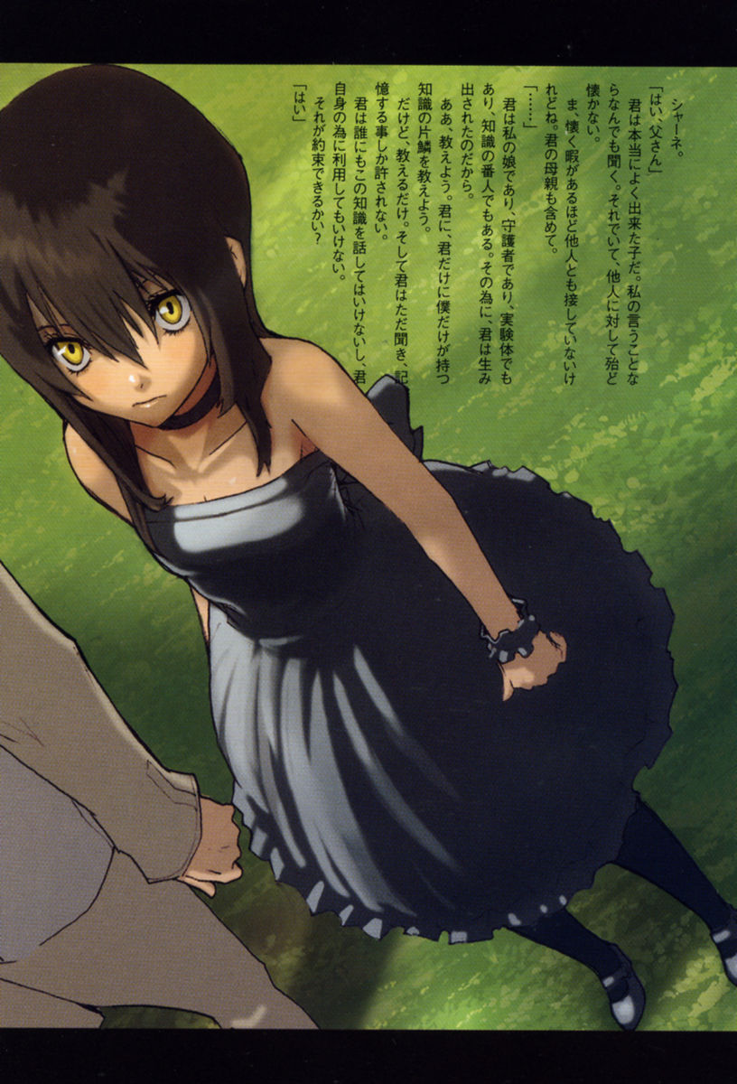 1boy, 1girl, baccano!, bare_shoulders, black_dress, chane_laforet, collarbone, dress