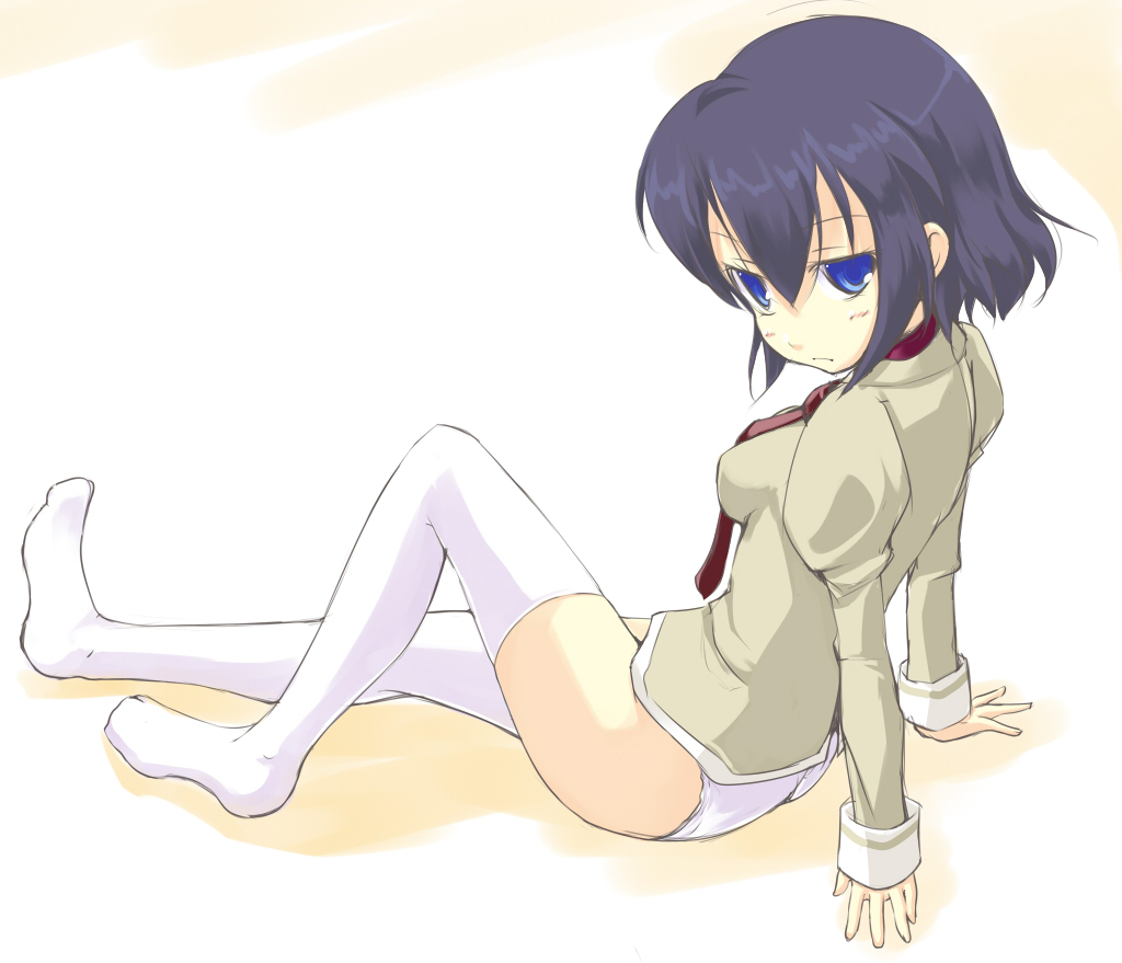 blush, feet, minitesu, original, panties, short_hair, sitting, sittting