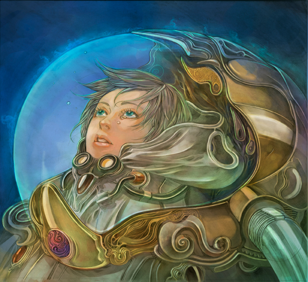 fantasy, mikan_yuzuko, science_fiction, space, spacesuit, tears