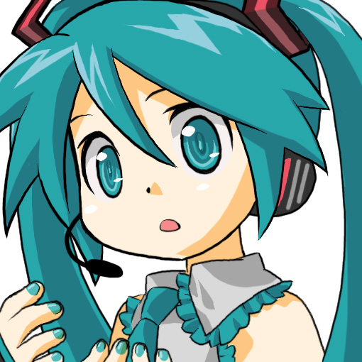 1girl, aqua_hair, hatsune_miku, microphone, nawoko, solo, twintails, vocaloid