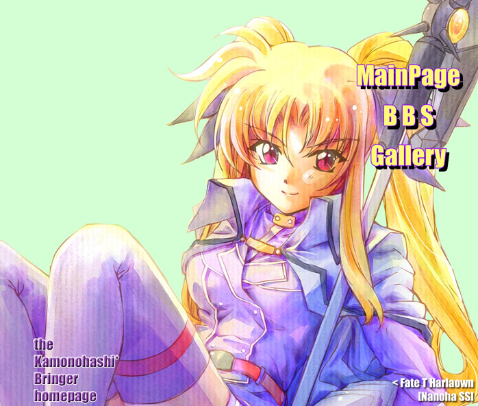 1girl, bardiche, blonde_hair, cape, coat, english, fate_testarossa, lyrical_nanoha