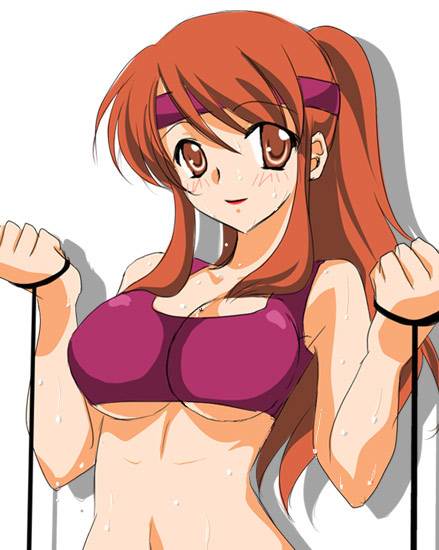 1girl, alternate_hairstyle, asahina_mikuru, asahina_mikuru_(adult), breasts, brown_eyes, brown_hair, cleavage