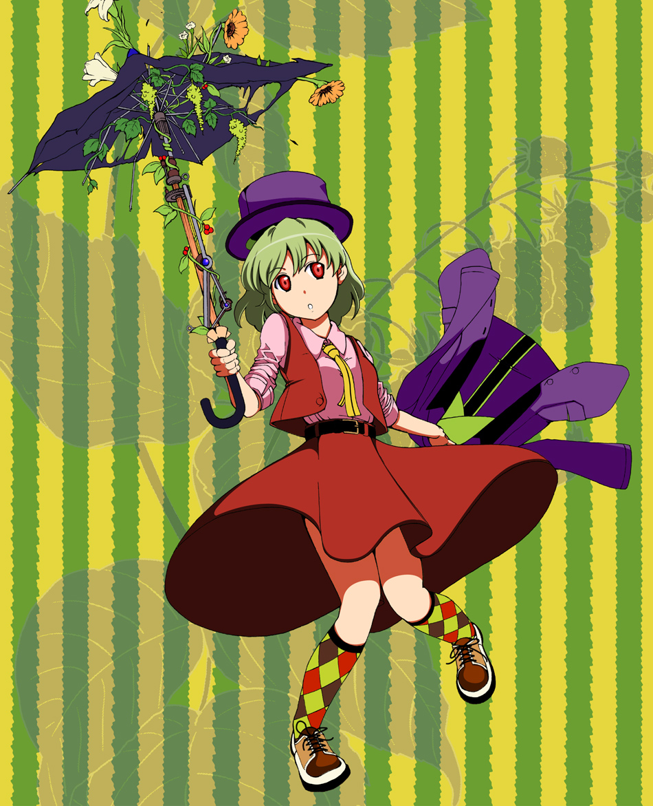 1girl, adapted_costume, aka_ringo, azuma_shoujuan, female, flower, green_hair, hat