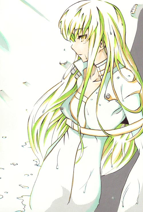 1girl, c.c., closed_mouth, code_geass, expressionless, from_side, green_hair, konekonekozou