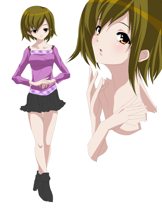 1girl, ankle_boots, bad_anatomy, blouse, boots, brown_eyes, brown_hair, collarbone
