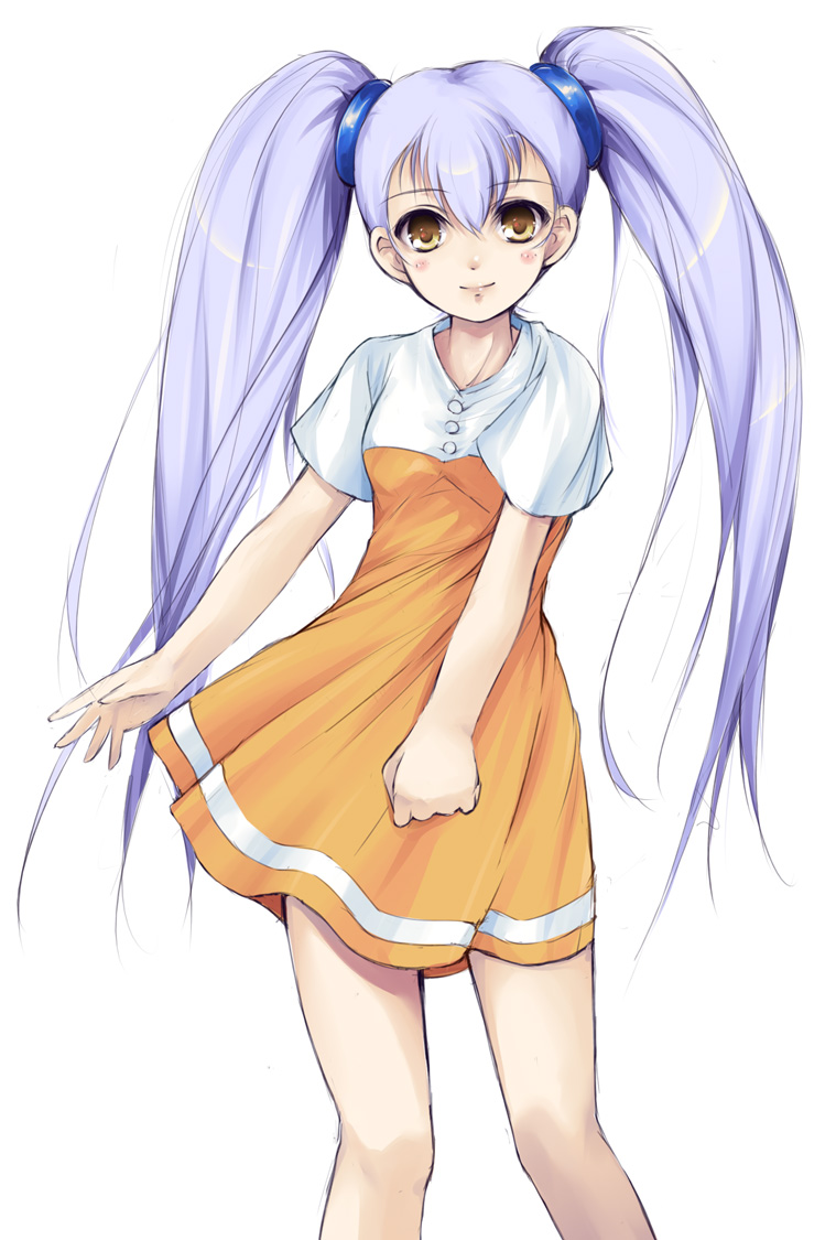 blush, dress, hoshino_ruri, kidou_senkan_nadesico, long_hair, purple_hair, smile, twintails