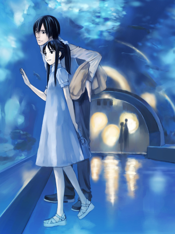 aquarium, blood_alone, kuroe_kurose, misaki_minato, night, vampire
