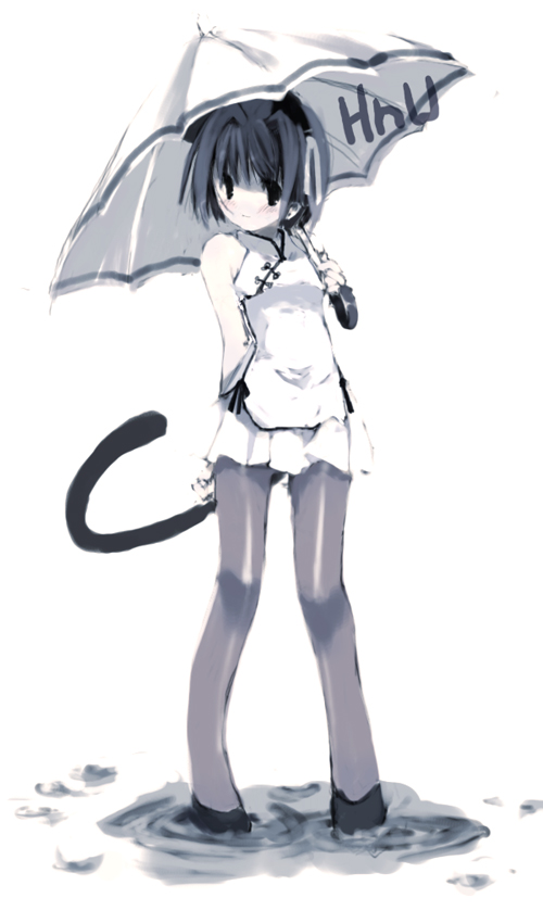 1girl, animal_ears, cat_ears, cat_tail, ganges_gawa, ganges_river, pantyhose, solo