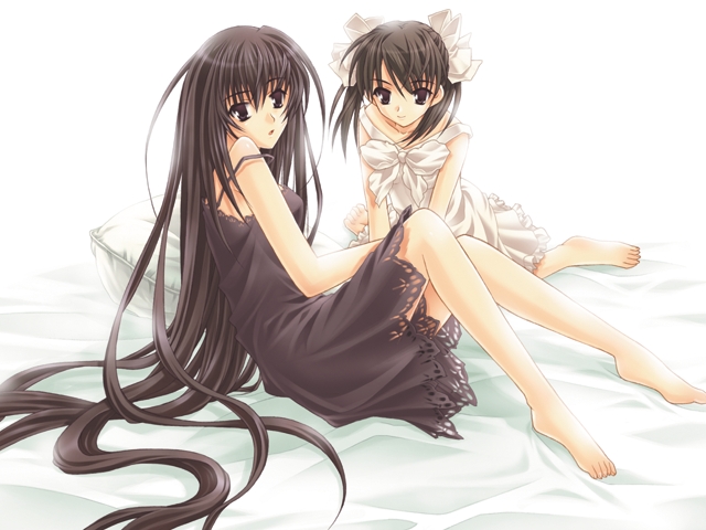 barefoot, ever_17, feet, komachi_tsugumi, lingerie, matsunaga_sara, nightgown, takigawa_yuu