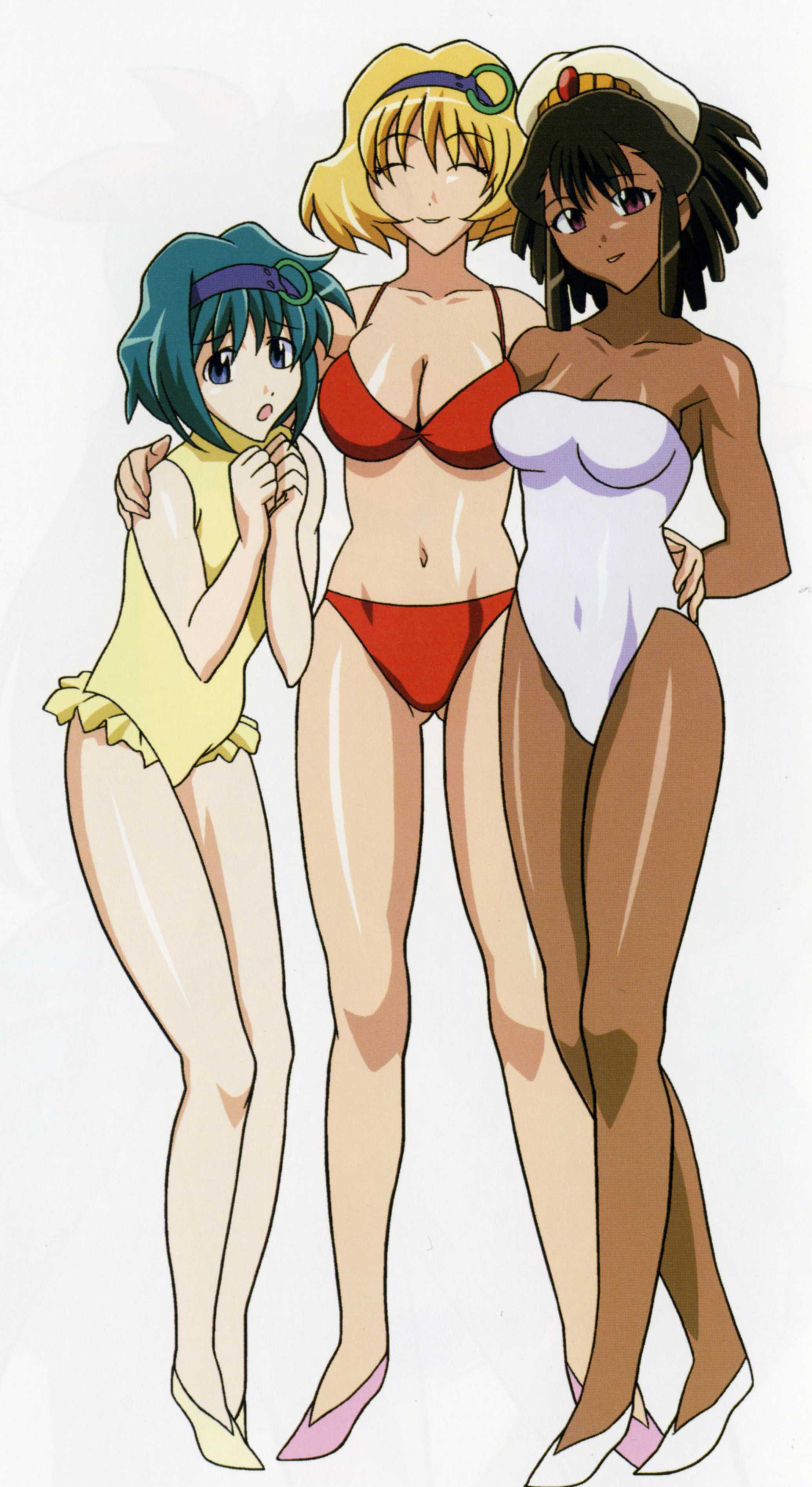 00s, 3girls, absurdres, amarone_slaintheav, belvedere_coco, bikini, blonde_hair, blue_eyes