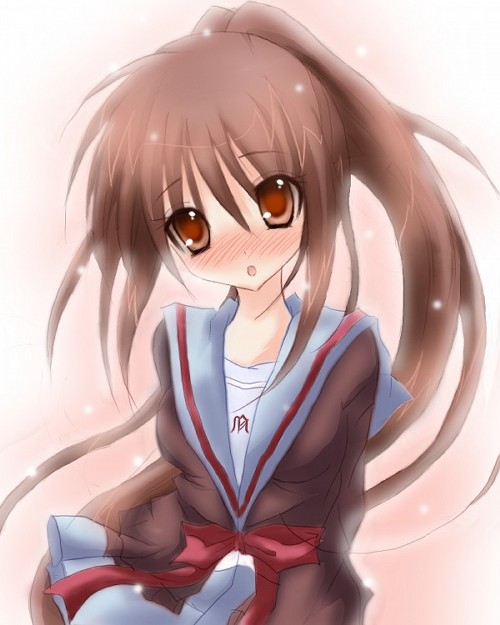 1girl, bad_id, blush, genderswap, genderswap_(mtf), kyonko, ponytail, satou_kuroon