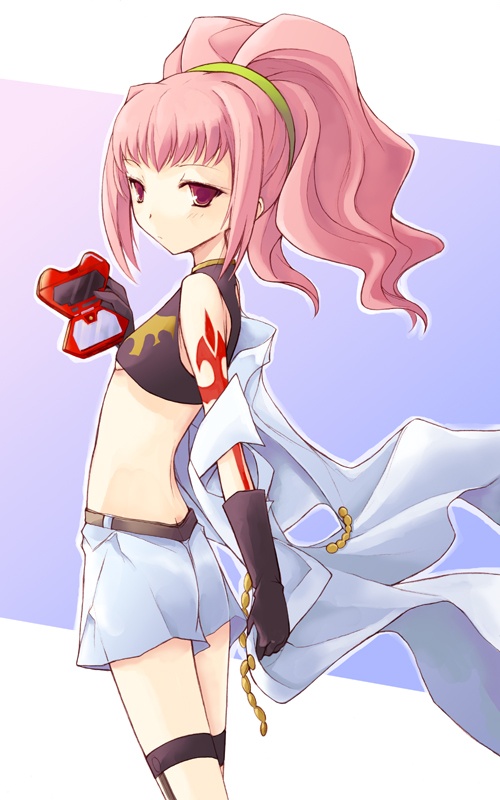 1girl, anya_alstreim, belt, black_gloves, code_geass, elbow_gloves, expressionless, from_side