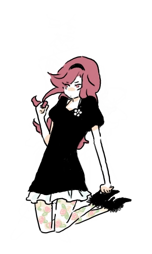 ayabe_kihachirou, dress, fashion, floral_print, kiachirou_ayabe, lowres, mallow_(artist), nintama_rantarou, pantyhose, pink_hair, print_legwear, rakudai_ninja_rantarou, trap