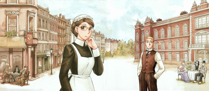 3girls, 6+boys, butler, eleanor_campbell, emma, emma_(victorian_romance_emma), glasses, grace_jones