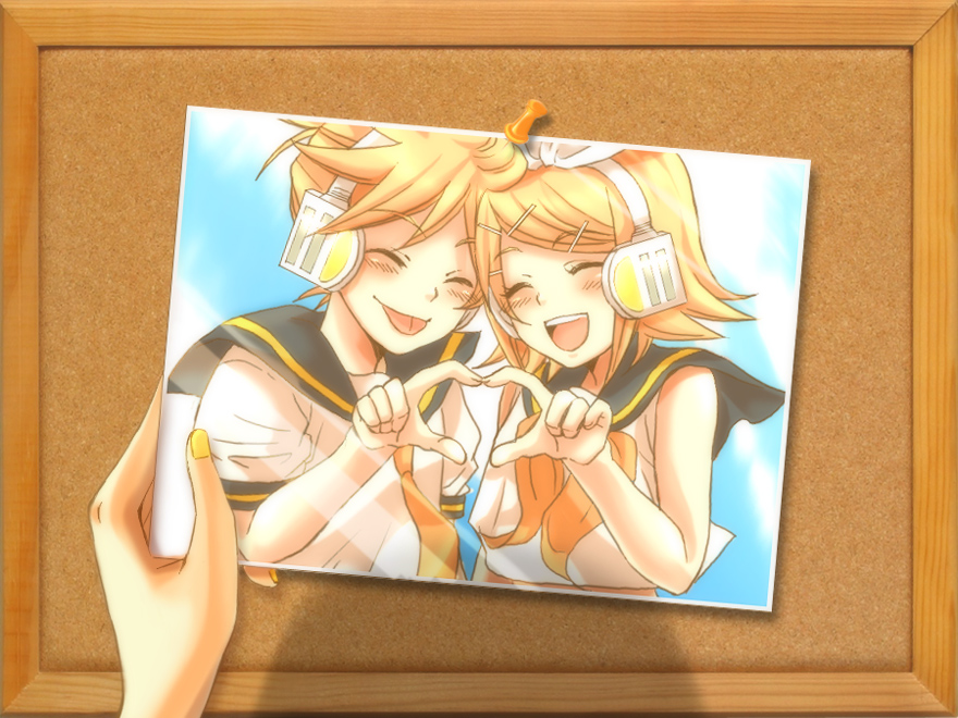 1boy, 1girl, :p, bad_id, blonde_hair, blush, brother_and_sister, closed_eyes