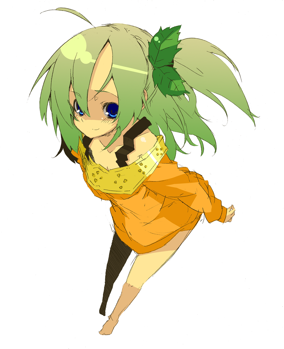 blue_eyes, green_hair, long_hair, smile, wadaichi