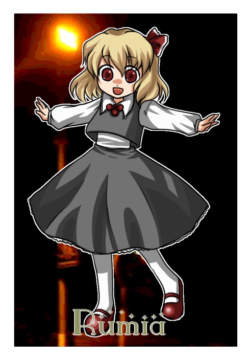 1girl, 4c_(artist), bad_id, blonde_hair, chibi, female, mito_ayame, outstretched_arms