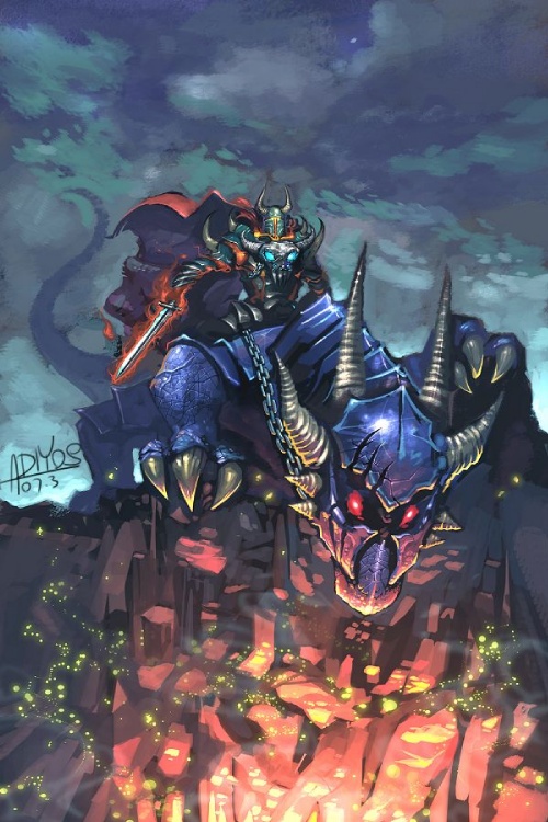 adiyos, armor, chains, claws, clouds, dragon, fire, glowing
