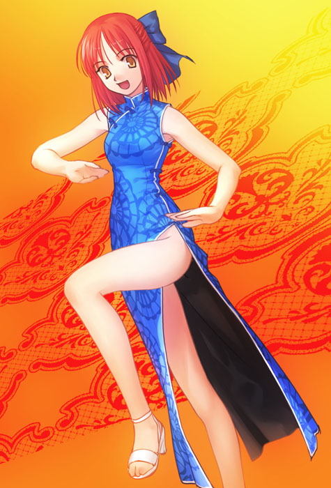 00s, bare_shoulders, china_dress, chinese_clothes, dress, kohaku, koyama_hirokazu, legs