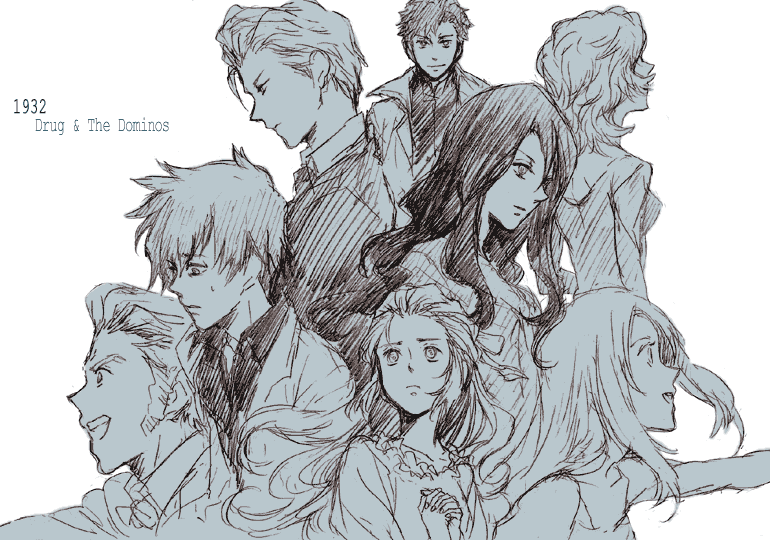 4boys, 4girls, artist_request, baccano!, blue, claire_stanfield, edith, edith_(baccano!)
