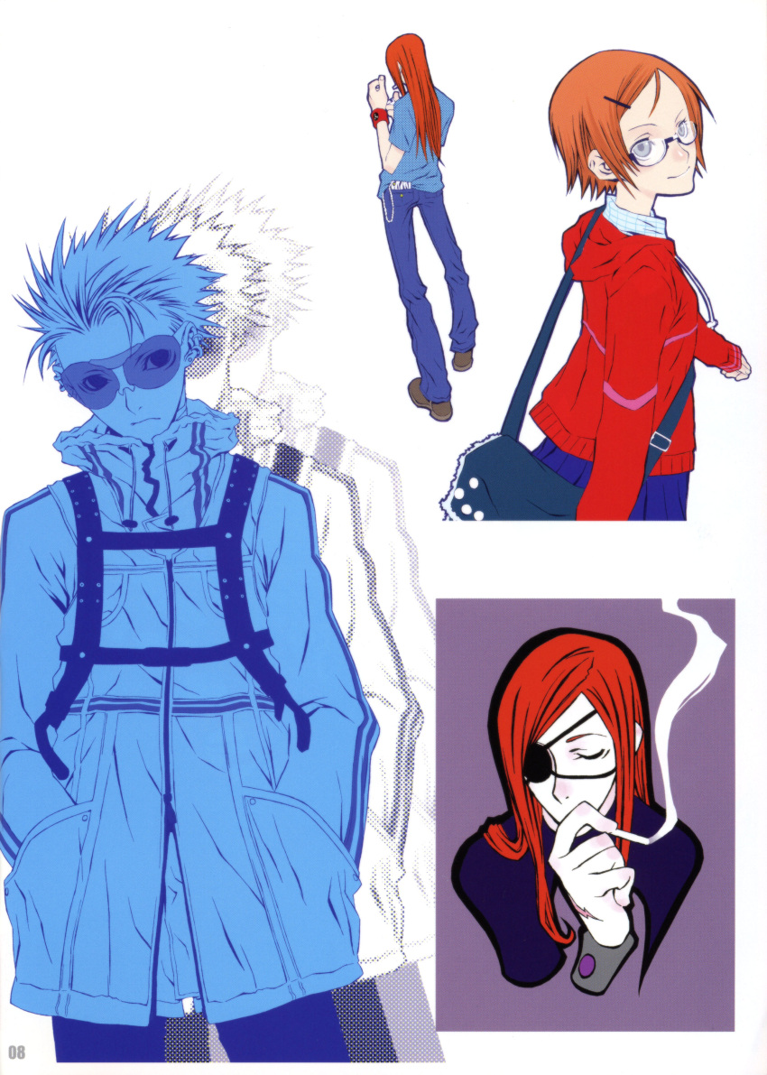 absurdres, badou_nails, cigarette, dogs:_bullets_&amp;_carnage, glasses, haine_rammsteiner, highres, jacket