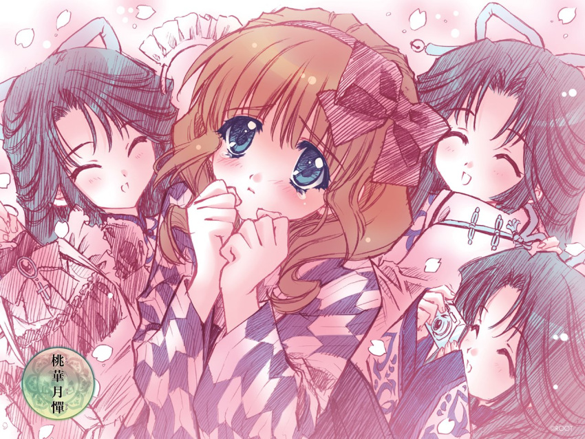 4girls, carnelian, hibari, kochou_hibari, kochou_suzume, kochou_tsubame, multiple_girls, root_(company)