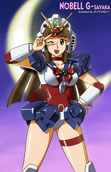 1girl, bishoujo_senshi_sailor_moon, brown_hair, choker, cosplay, female, g_gundam, gundam