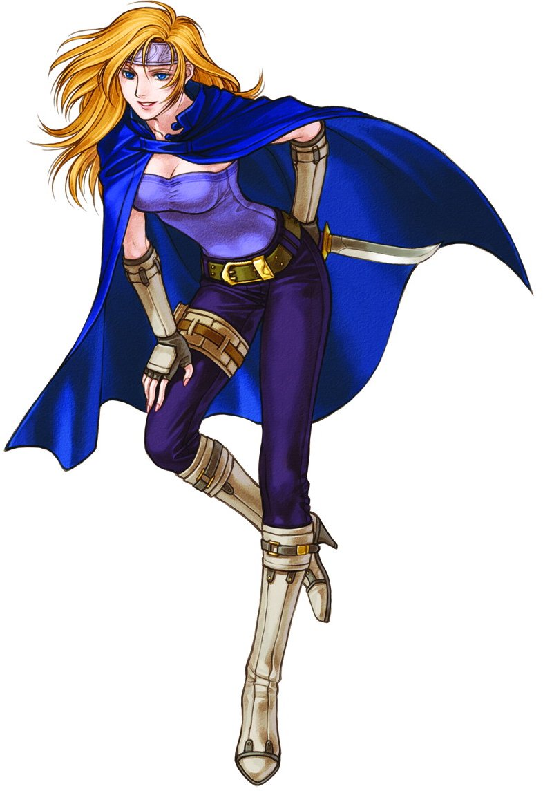 1girl, arm_behind_back, belt, blonde_hair, blue_eyes, boots, breasts, cape