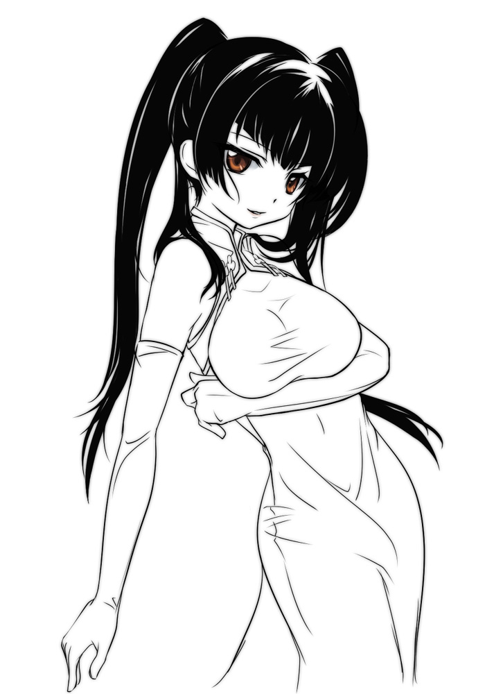 china_dress, chinese_clothes, dress, g-ist, gundam, gundam_00, monochrome, twintails