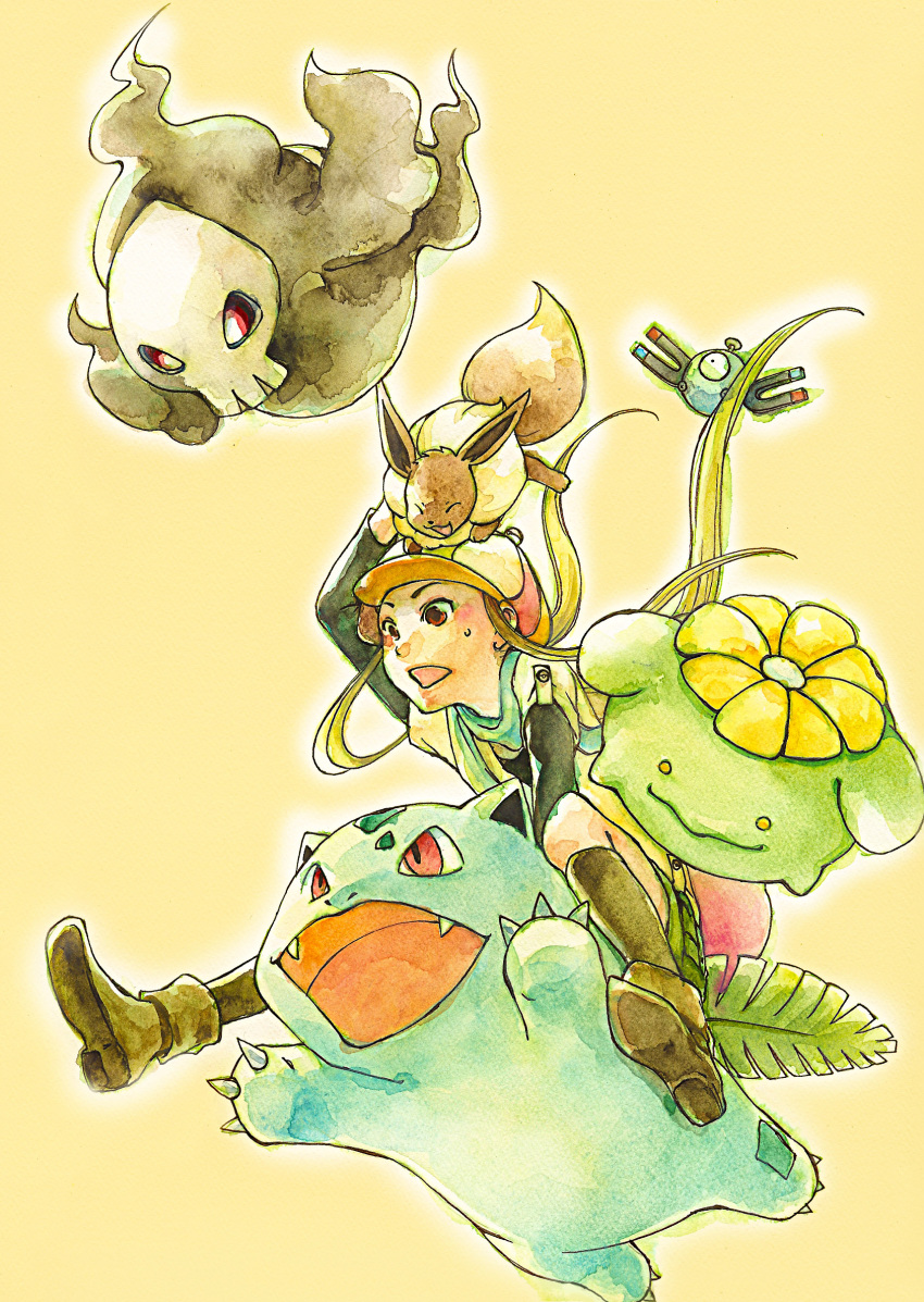 boots, duskull, eevee, evee, ghost, hat, highres, ivysaur