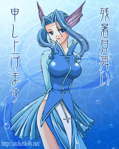1girl, blue_eyes, blue_hair, lowres, solo, taniguchi_mai, underwater, water
