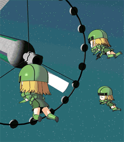 3d, animated, animated_gif, chibi, ekkusu_kyuuzu, floating, gundam, lowres
