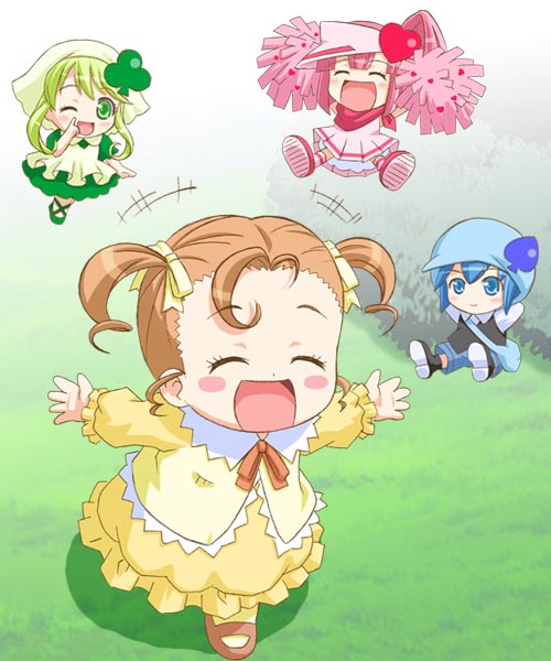 4girls, baby, child, closed_eyes, hinamori_ami, miki_(shugo_chara!), multiple_girls, ran_(shugo_chara!)