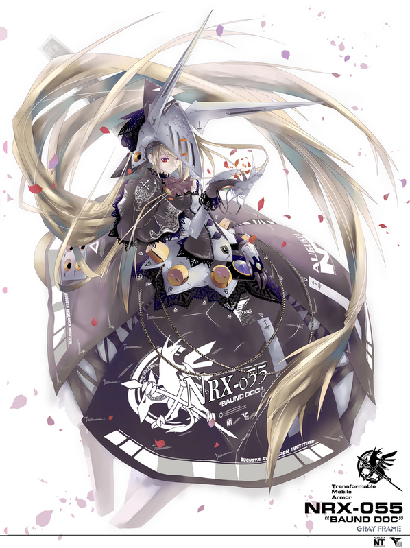 1girl, absurdly_long_hair, armor, armored_dress, baund_doc, beads, black_gloves, blonde_hair