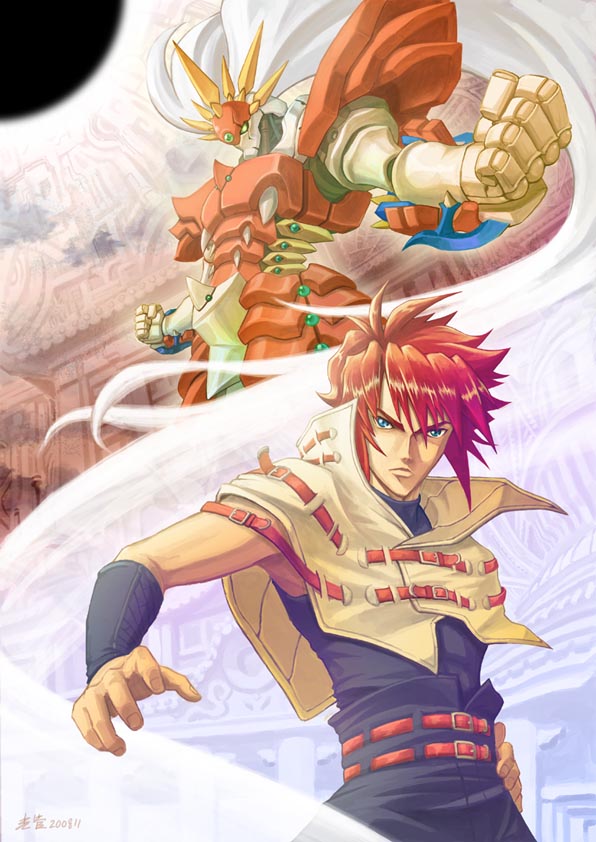folka_albark, ialdabaoth, kongcool, long_hair, male, manly, mecha, red_hair, redhead, short_hair, super_robot, super_robot_wars, super_robot_wars_compact_3, super_robot_wars_original_generation_gaiden, very_long_hair