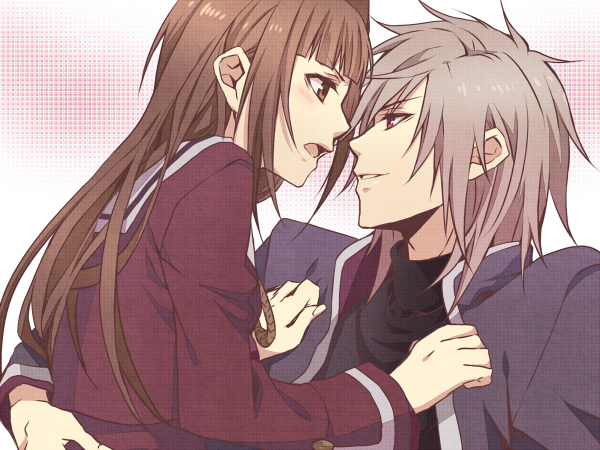 brown_hair, hiiro_no_kakera, kasuga_tamaki, kutani_ryou, monokuropengin, red_eyes