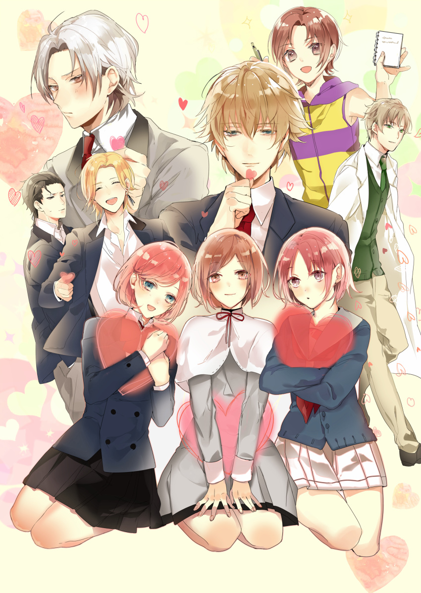 bambi_(tokimeki_memorial_girl's_side_3rd_story), crossover, hazuki_kei_(tokimeki_memorial_girl's_side), pink_hair, prin_dog, sakurai_kouichi, sakurai_ruka, shitara_seiji