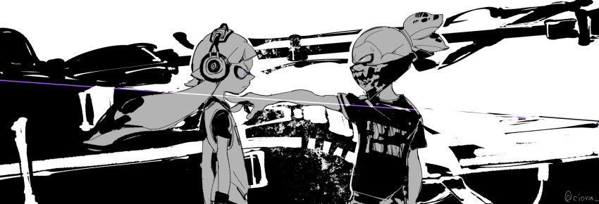 1boy, 1girl, bandana_over_mouth, bangs, basketball_uniform, blue_eyes, blunt_bangs, domino_mask