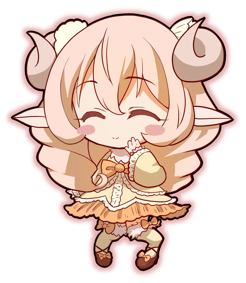 1girl, absurdres, animal_ears, blonde_hair, blush_stickers, chibi, closed_eyes, eyebrows