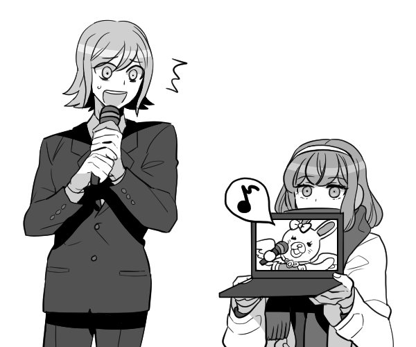 /\/\/\, 1boy, 1girl, computer, dangan_ronpa, dangan_ronpa_3, formal, gekkougahara_miaya