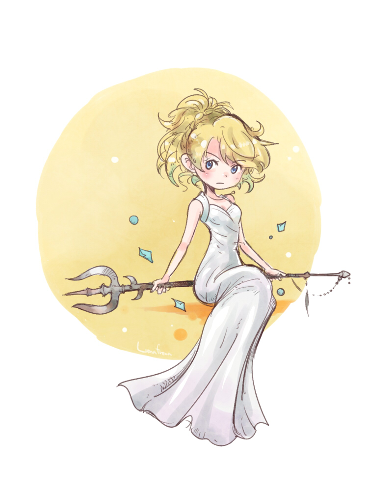 1girl, blonde_hair, blue_eyes, dress, final_fantasy, final_fantasy_xv, looking_at_viewer, lunafreya_nox_fleuret