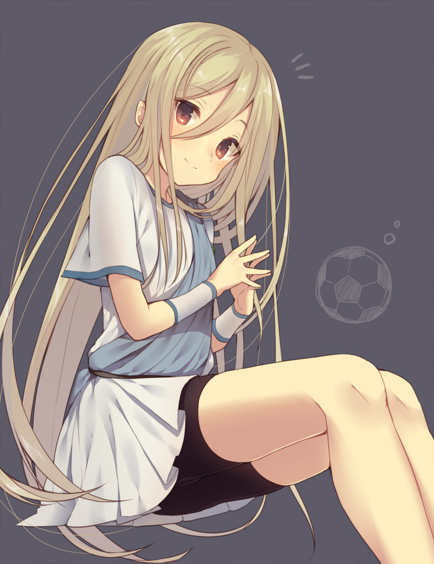 1boy, 1girl, afuro_terumi, ball, bike_shorts, black_shorts, brown_eyes, eyebrows