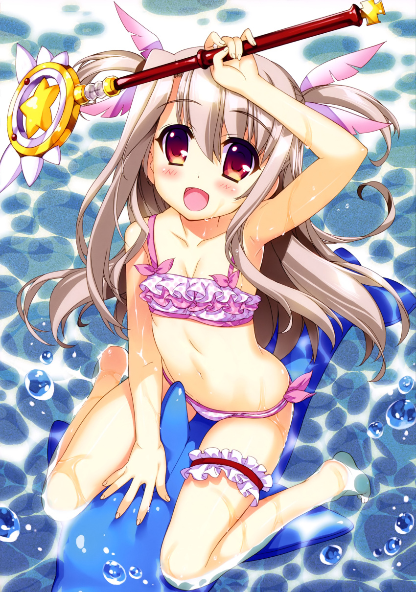 1girl, absurdres, arm_up, barefoot, bikini, blush, fate/kaleid_liner_prisma_illya, fate_(series)