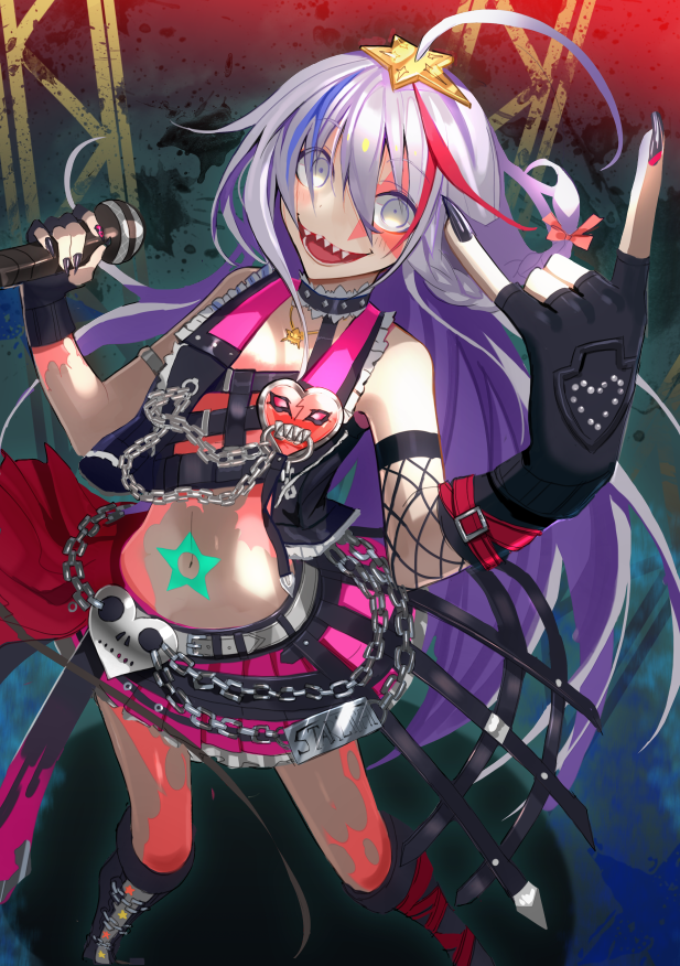 1girl, :3, :d, \n/, ahoge, armlet, belt, black_boots