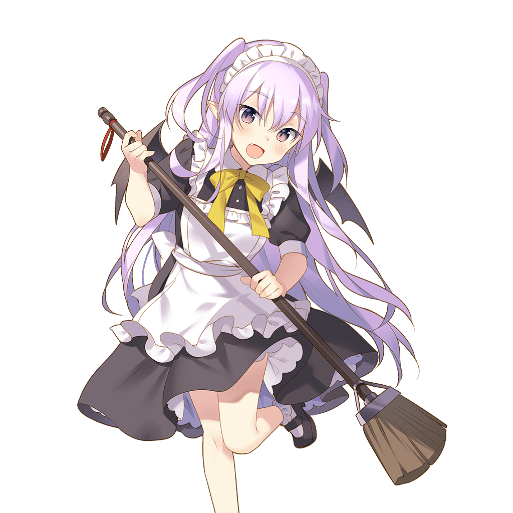 1girl, :d, apron, artist_request, bangs, black_shoes, black_wings, blush