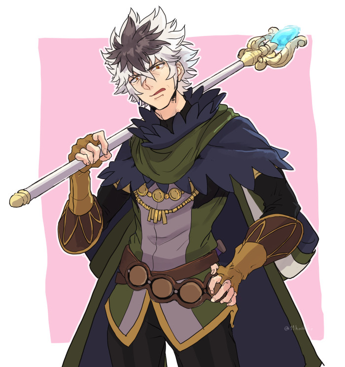 1boy, artist_name, asura_(fire_emblem_if), belt, black_hair, cape, fingerless_gloves, fire_emblem