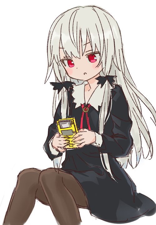 >:c, 1girl, :c, ama-tou, blush_stickers, bolo_tie, buttons, collar