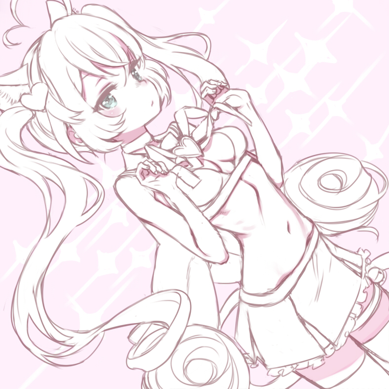 1girl, ahoge, animal_ears, bell, blush, bow, breasts, breasts_apart